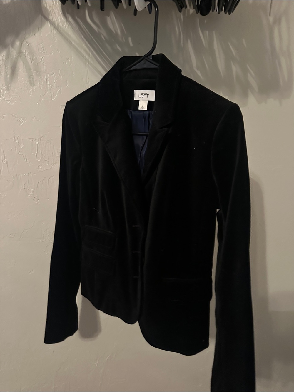 LOFT Black Velvet Tailored Blazer Jacket
